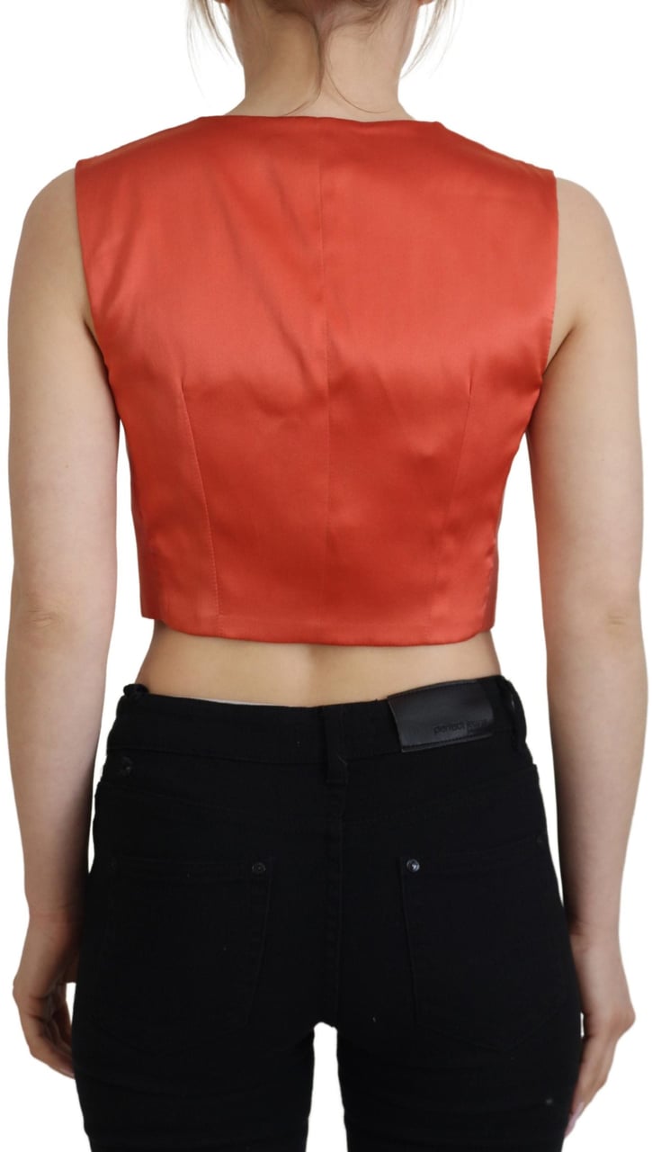 Dolce & Gabbana Orange Sleeveless Waistcoat Cropped Vest Top Oranje