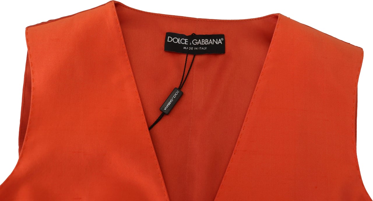 Dolce & Gabbana Orange Sleeveless Waistcoat Cropped Vest Top Oranje