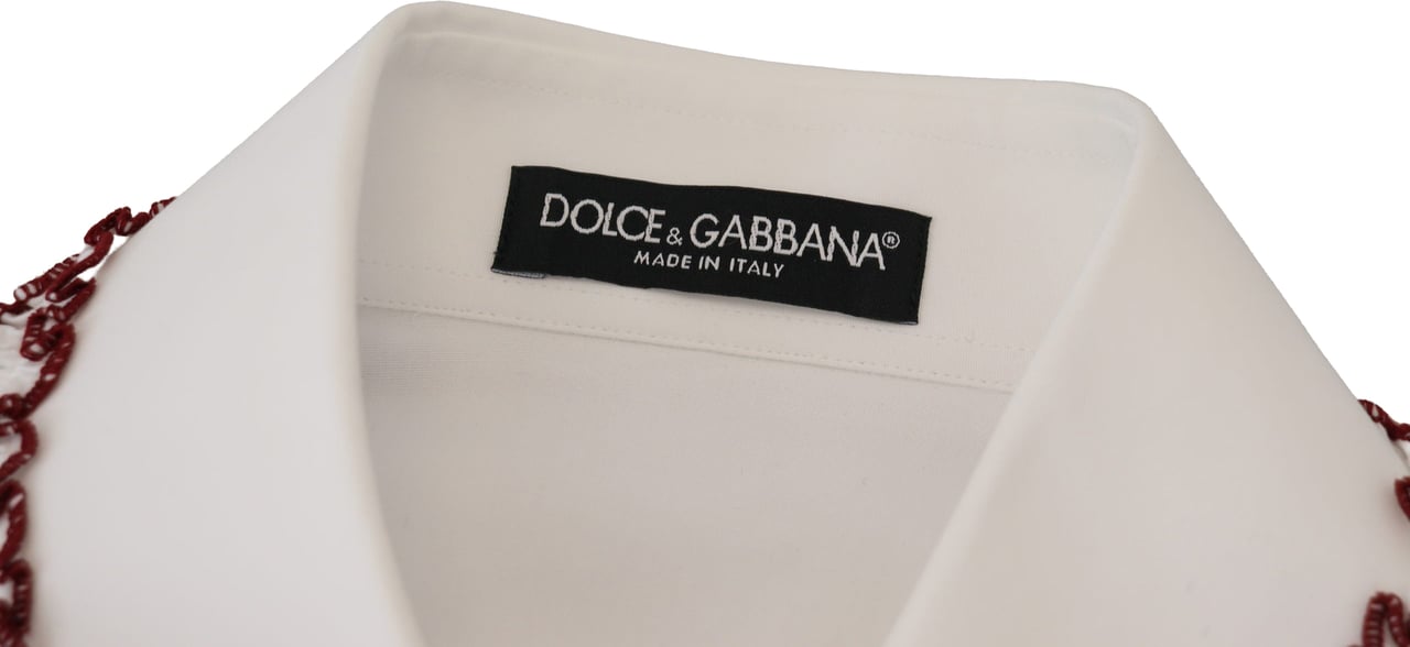 Dolce & Gabbana White Lace Long Sleeves Ruffle Collar Top Wit