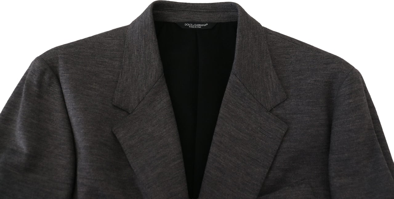 Dolce & Gabbana Gray Wool Stretch Slim Fit Jacket Blazer Grijs