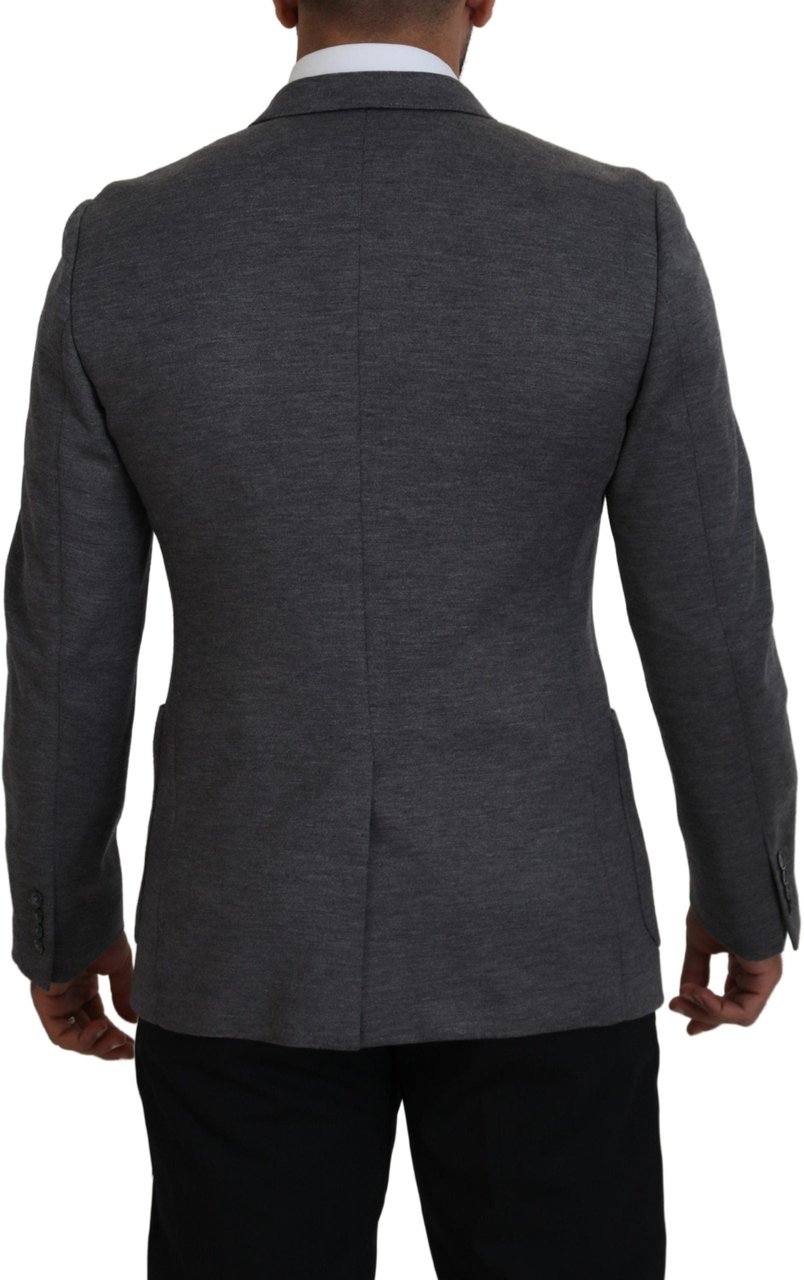 Dolce & Gabbana Gray Wool Stretch Slim Fit Jacket Blazer Grijs
