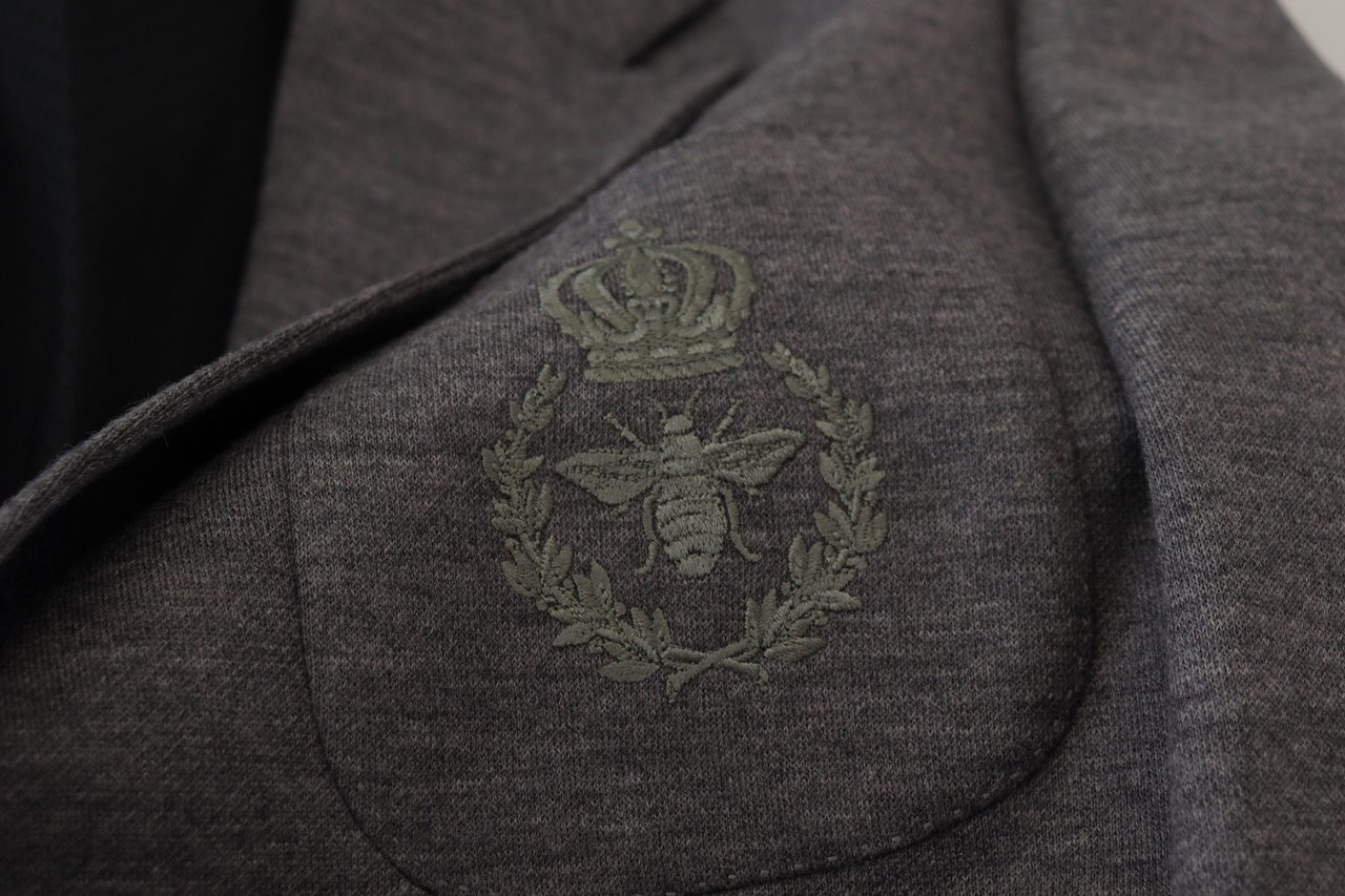 Dolce & Gabbana Gray Wool Stretch Slim Fit Jacket Blazer Grijs
