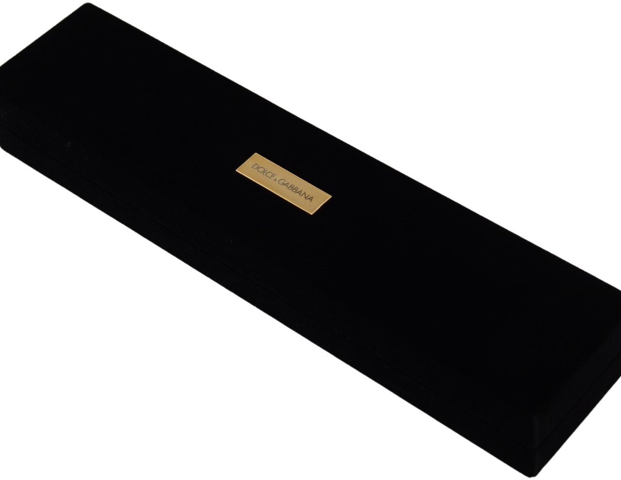 Dolce & Gabbana Black Velvet Logo Plaque Storage Bracelet Jewelry Box Zwart