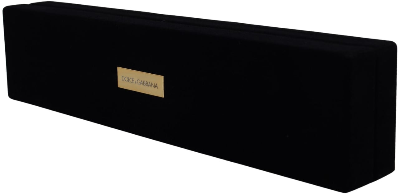 Dolce & Gabbana Black Velvet Logo Plaque Storage Bracelet Jewelry Box Zwart