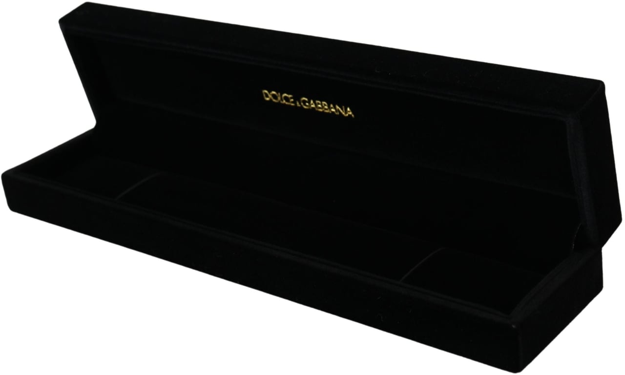 Dolce & Gabbana Black Velvet Logo Plaque Storage Bracelet Jewelry Box Zwart