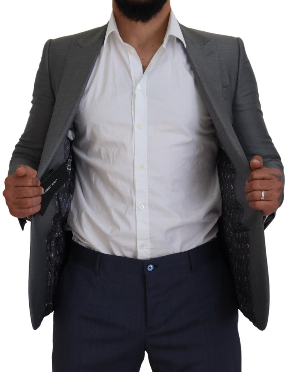 Dolce & Gabbana Gray Wool Silk Slim Fit Jacket Blazer Grijs