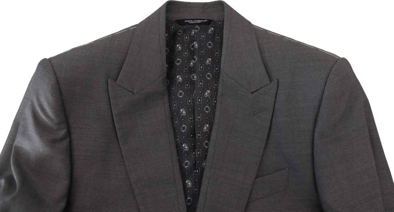 Dolce & Gabbana Gray Wool Silk Slim Fit Jacket Blazer Grijs