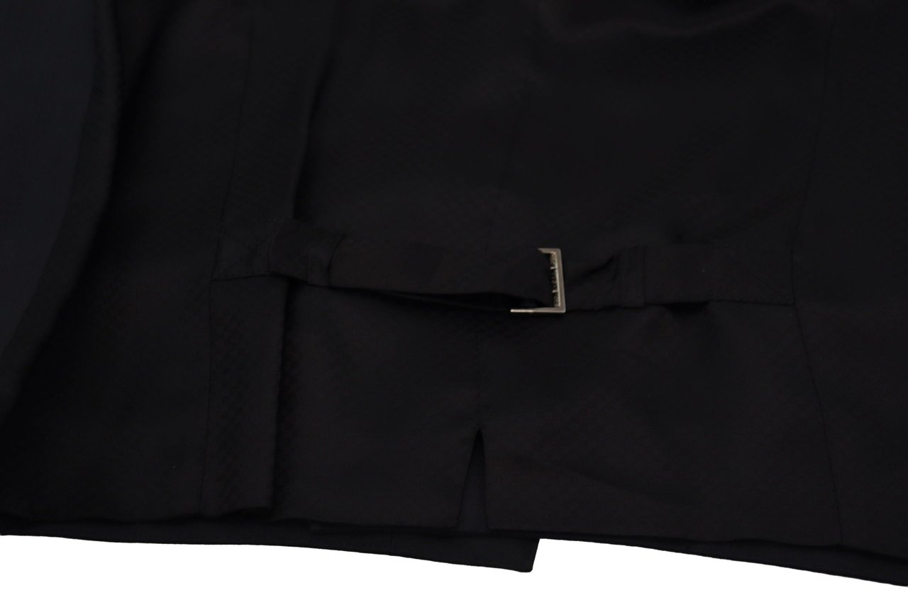 Dolce & Gabbana Black Wool Stretch Waistcoat Formal Vest Zwart