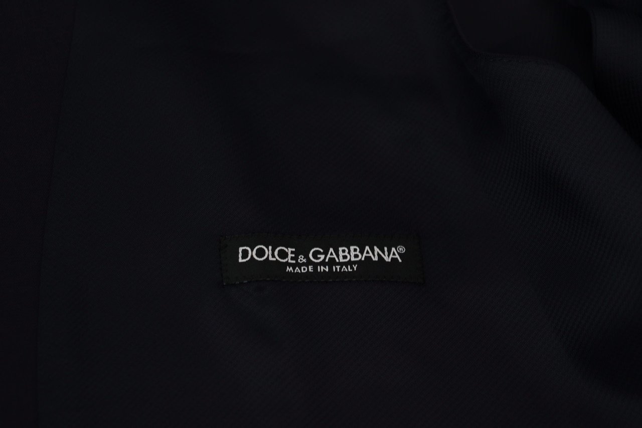 Dolce & Gabbana Dark Blue Wool Stretch Waistcoat Formal Vest Blauw