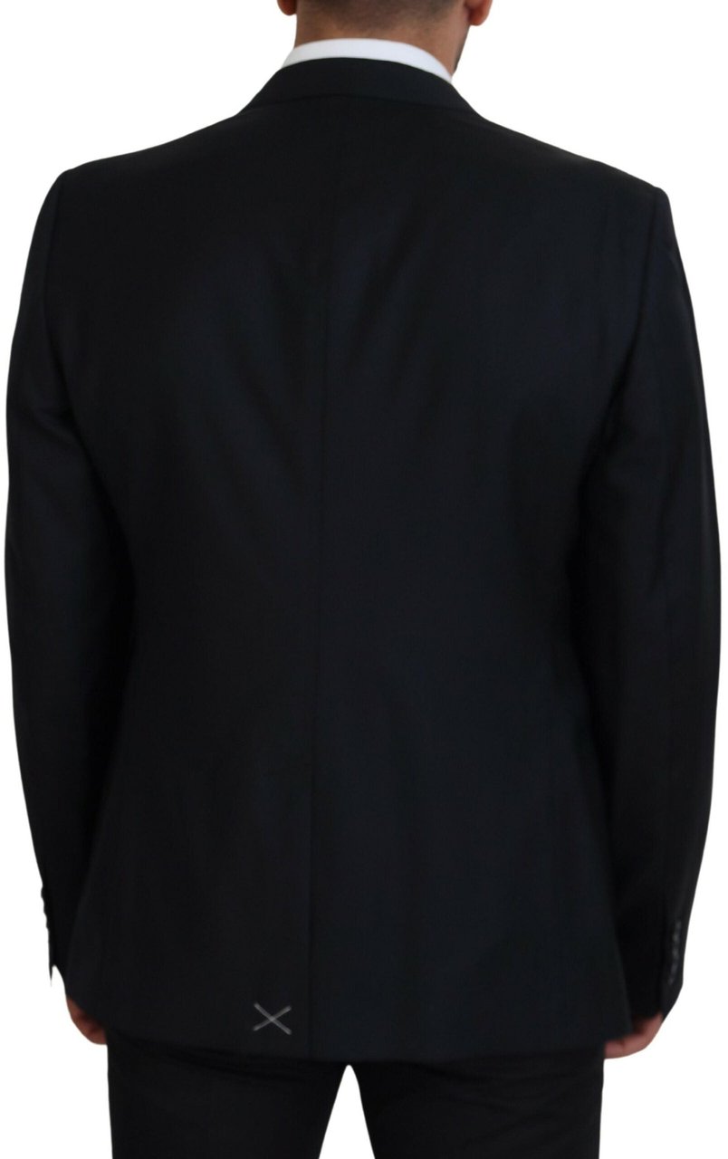 Dolce & Gabbana Dark Blue Wool Formal Sicilia Blazer Blauw