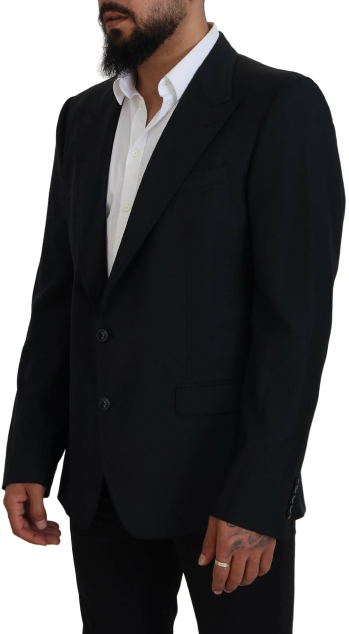 Dolce & Gabbana Dark Blue Wool Formal Sicilia Blazer Blauw