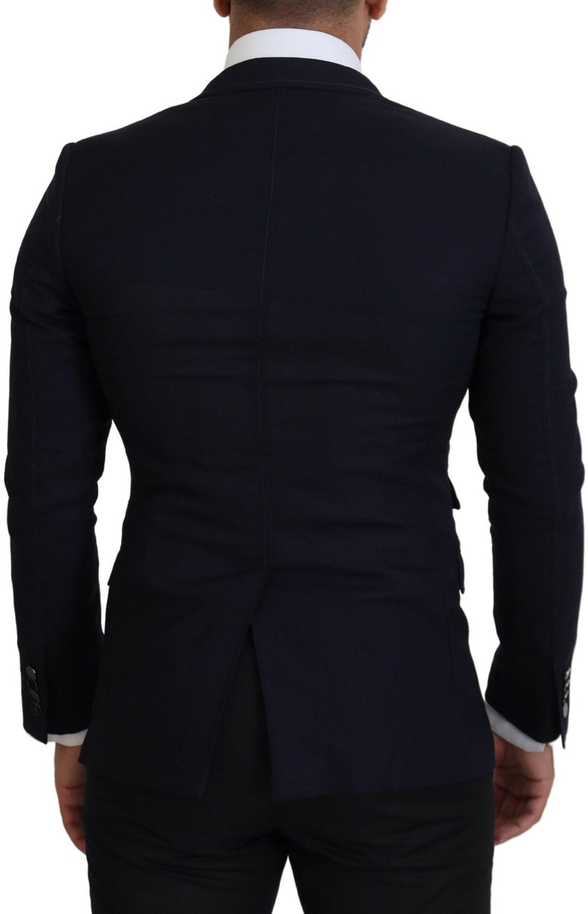 Dolce & Gabbana Blue Wool Formal Taormina Blazer Zwart