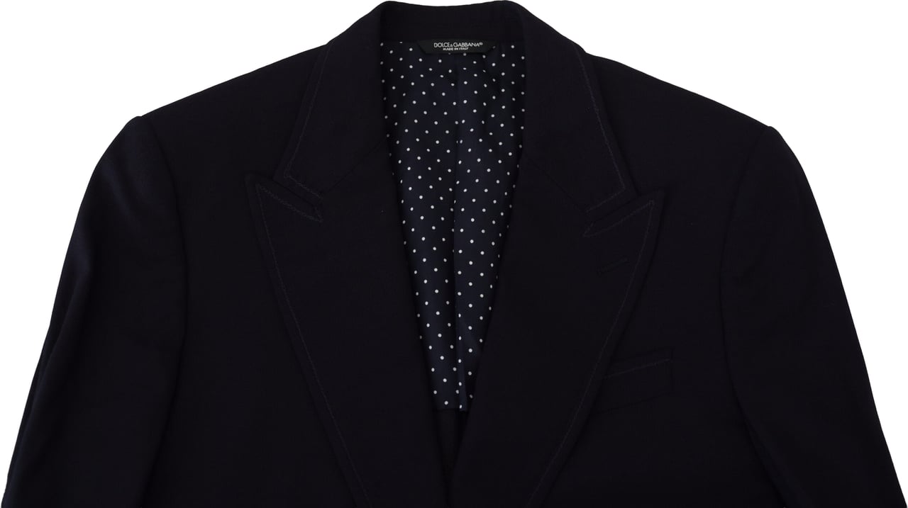 Dolce & Gabbana Blue Wool Formal Taormina Blazer Zwart