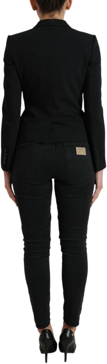 Dolce & Gabbana Black Wool Single Breasted Blazer Coat Jacket Zwart