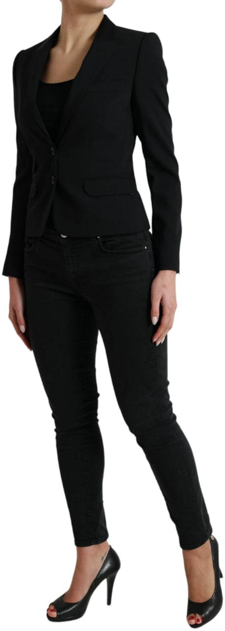 Dolce & Gabbana Black Wool Single Breasted Blazer Coat Jacket Zwart