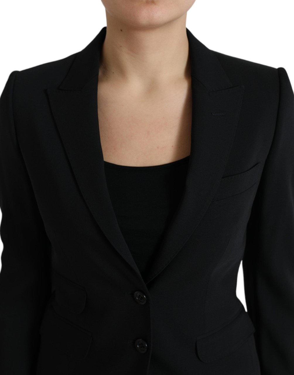 Dolce & Gabbana Black Wool Single Breasted Blazer Coat Jacket Zwart