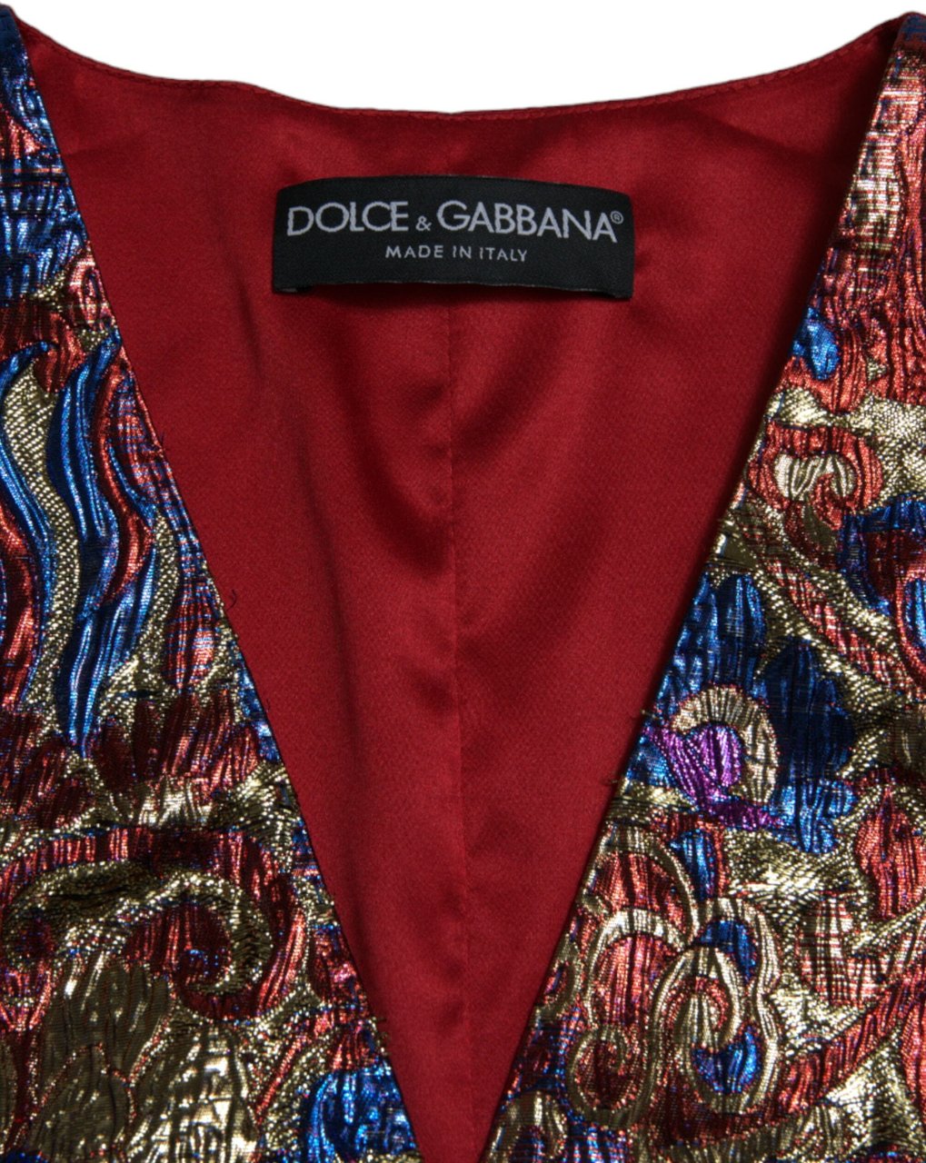 Dolce & Gabbana Multicolor Jacquard Button Waistcoat Vest Top Divers