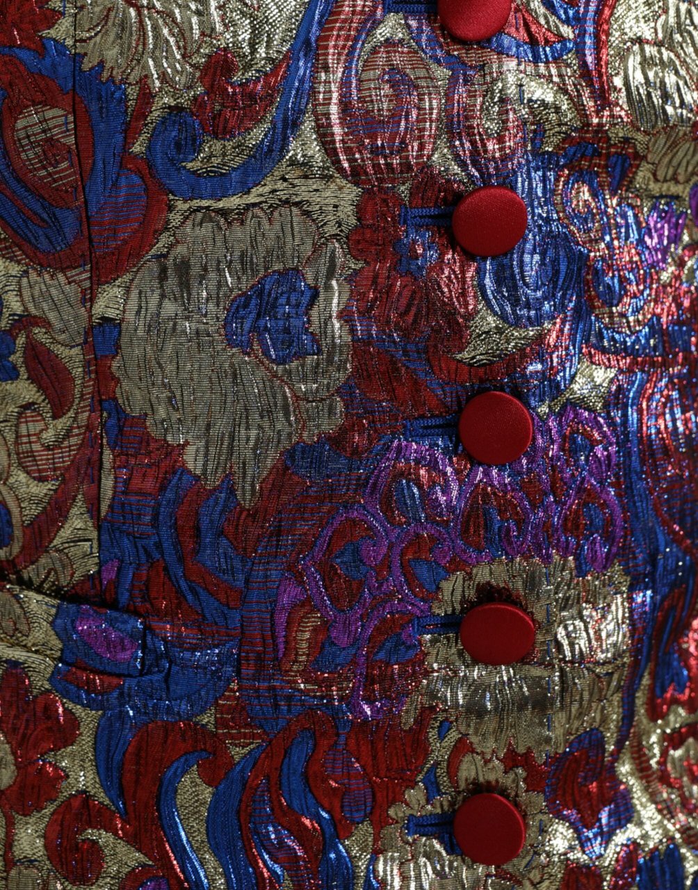 Dolce & Gabbana Multicolor Jacquard Button Waistcoat Vest Top Divers