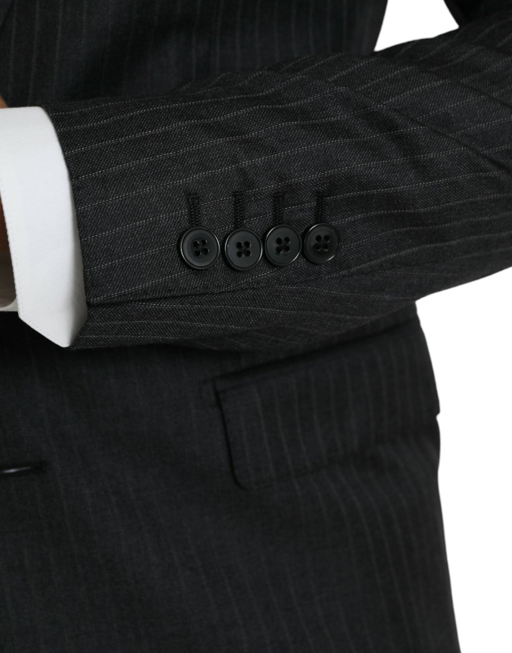 Dolce & Gabbana Black Stripe MARTINI Single Breasted Coat Blazer Zwart