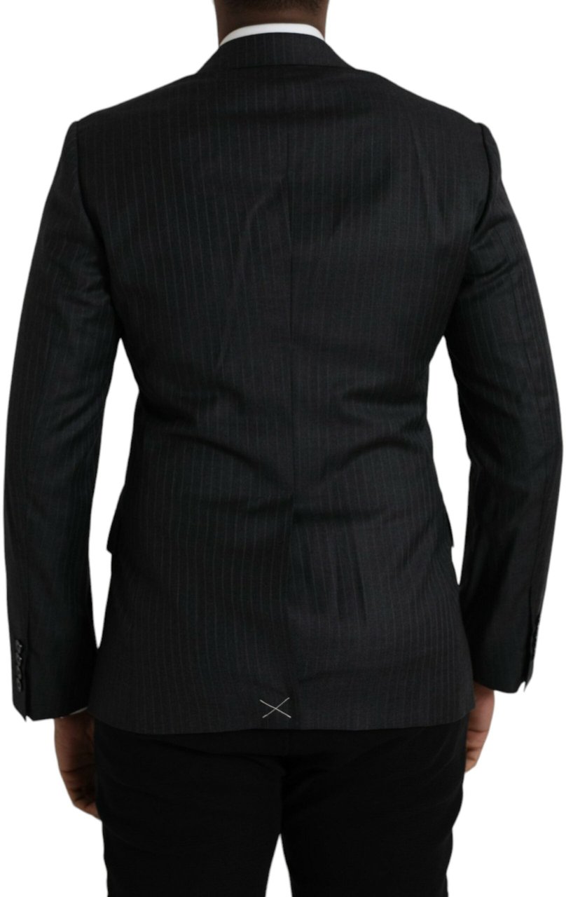 Dolce & Gabbana Black Stripe MARTINI Single Breasted Coat Blazer Zwart