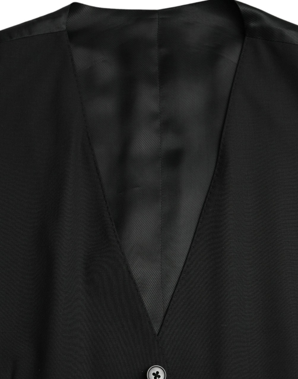 Dolce & Gabbana Black Wool Formal Dress Waistcoat Vest Zwart