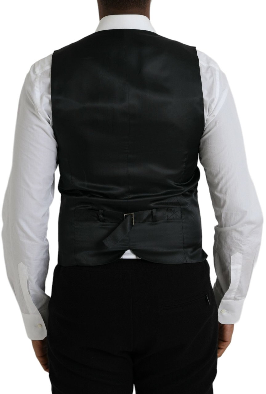 Dolce & Gabbana Gray Wool Formal Dress Waistcoat Vest Grijs