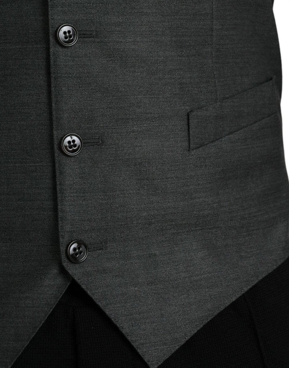 Dolce & Gabbana Gray Wool Formal Dress Waistcoat Vest Grijs