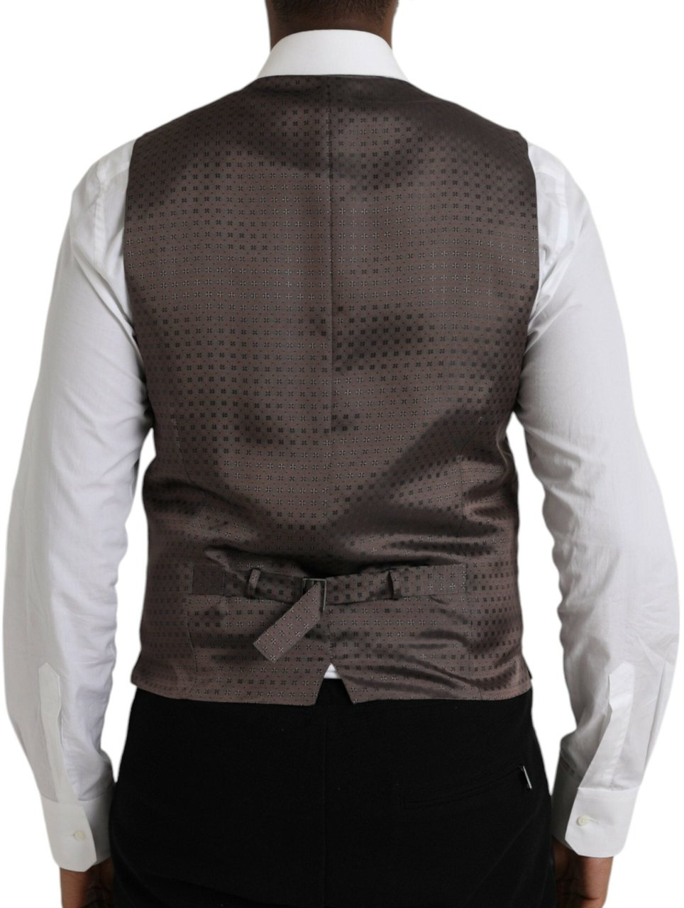 Dolce & Gabbana Black Brown Silk Waistcoat Dress Formal Vest Zwart
