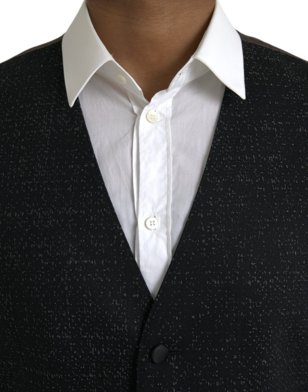 Dolce & Gabbana Black Brown Silk Waistcoat Dress Formal Vest Zwart