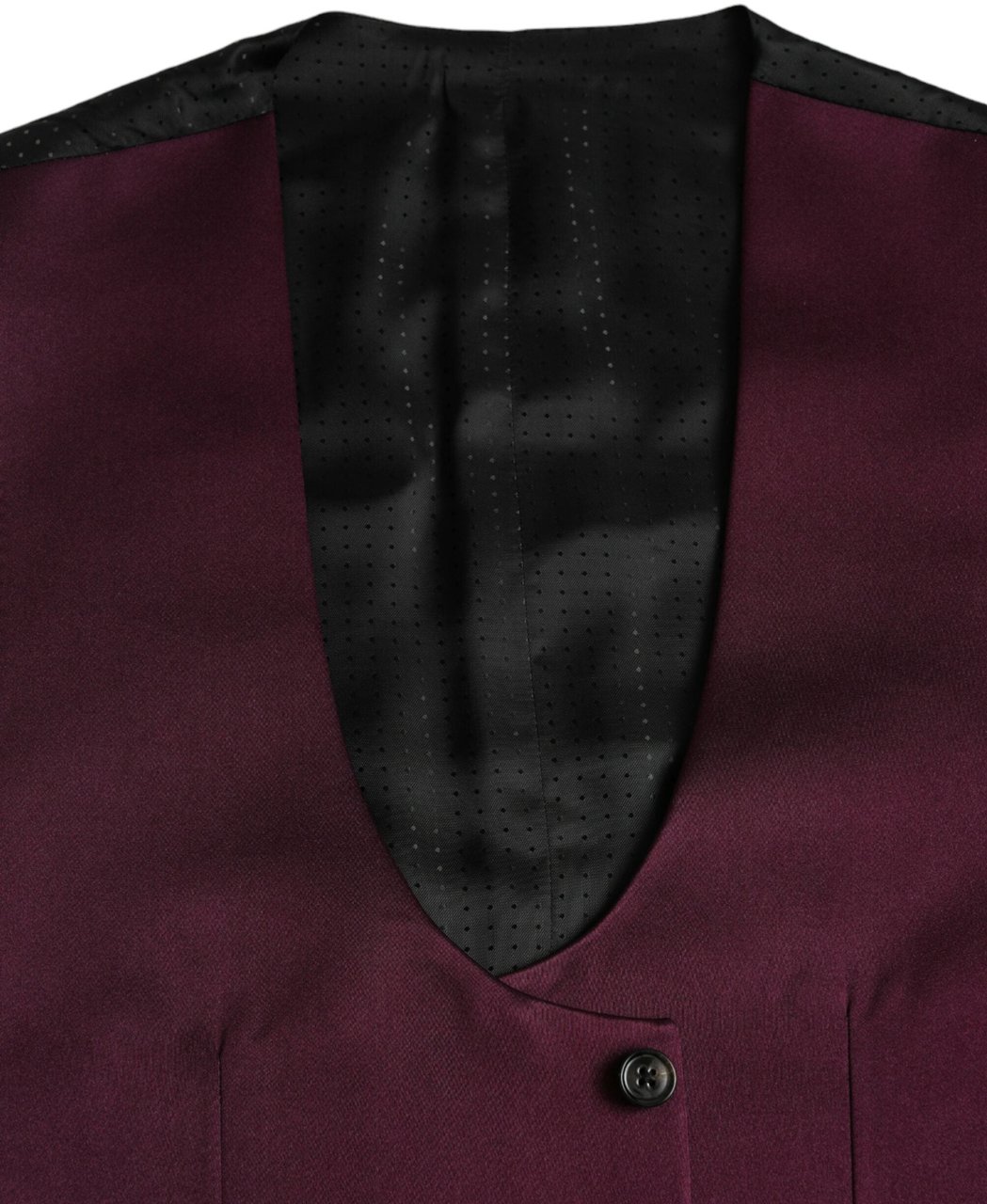 Dolce & Gabbana Maroon Satin Silk Waistcoat Dress Formal Vest Zwart