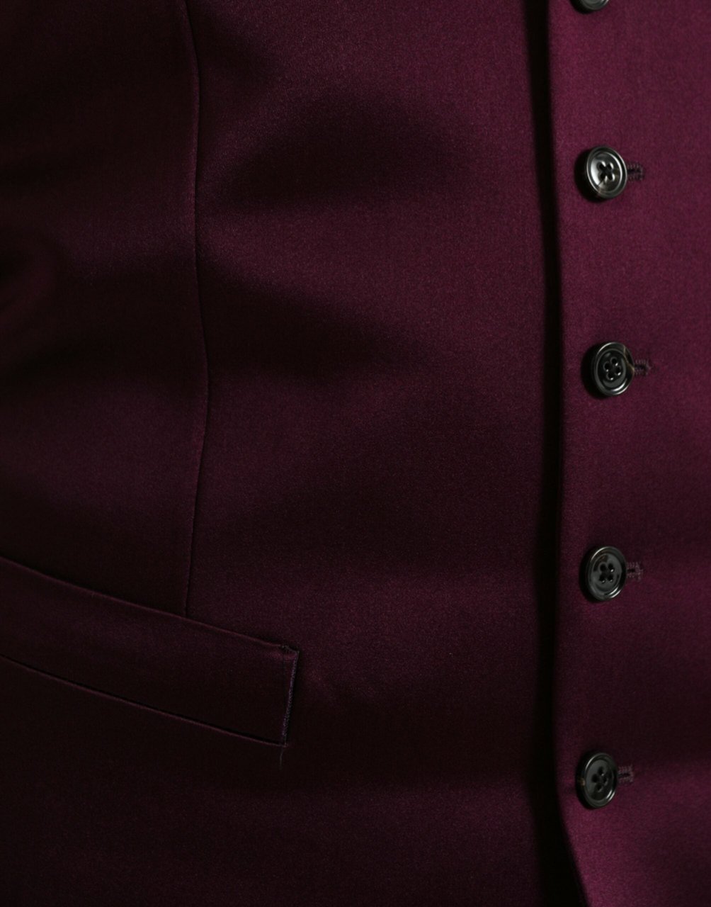 Dolce & Gabbana Maroon Satin Silk Waistcoat Dress Formal Vest Zwart