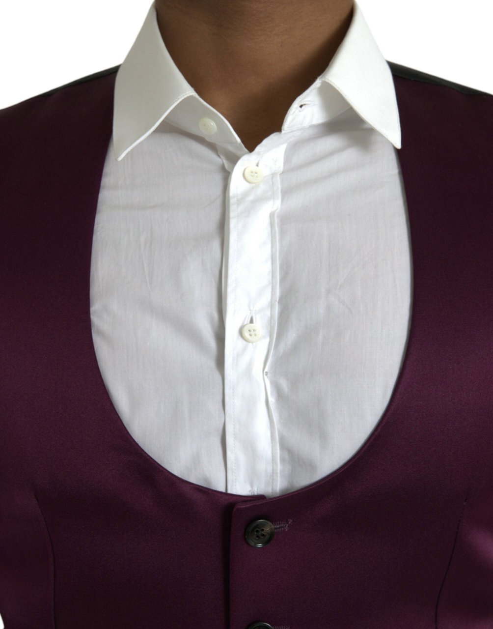 Dolce & Gabbana Maroon Satin Silk Waistcoat Dress Formal Vest Zwart