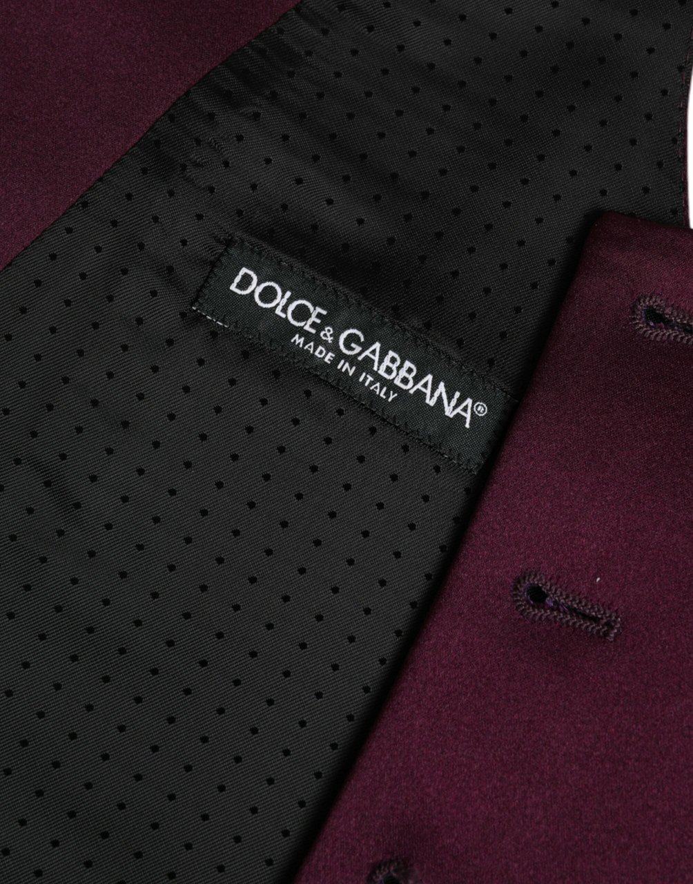 Dolce & Gabbana Maroon Satin Silk Waistcoat Dress Formal Vest Zwart