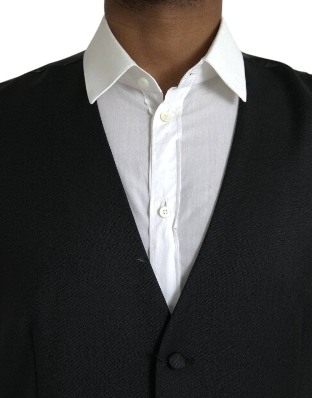 Dolce & Gabbana Black Silk Waistcoat Dress Formal Vest Zwart