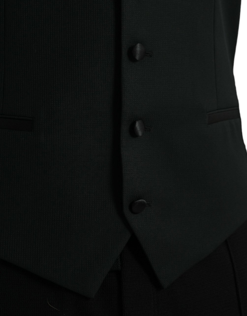 Dolce & Gabbana Black Wool Waistcoat Dress Formal Vest Zwart