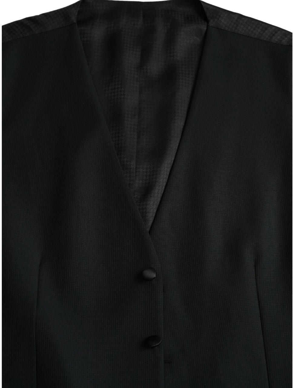 Dolce & Gabbana Black Wool Waistcoat Dress Formal Vest Zwart