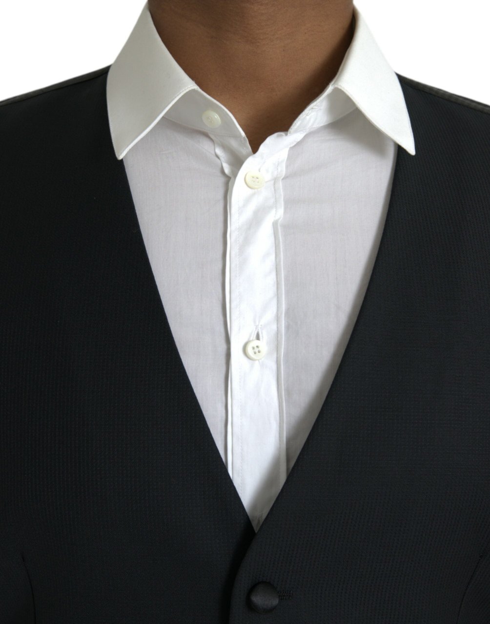 Dolce & Gabbana Black Wool Waistcoat Dress Formal Vest Zwart