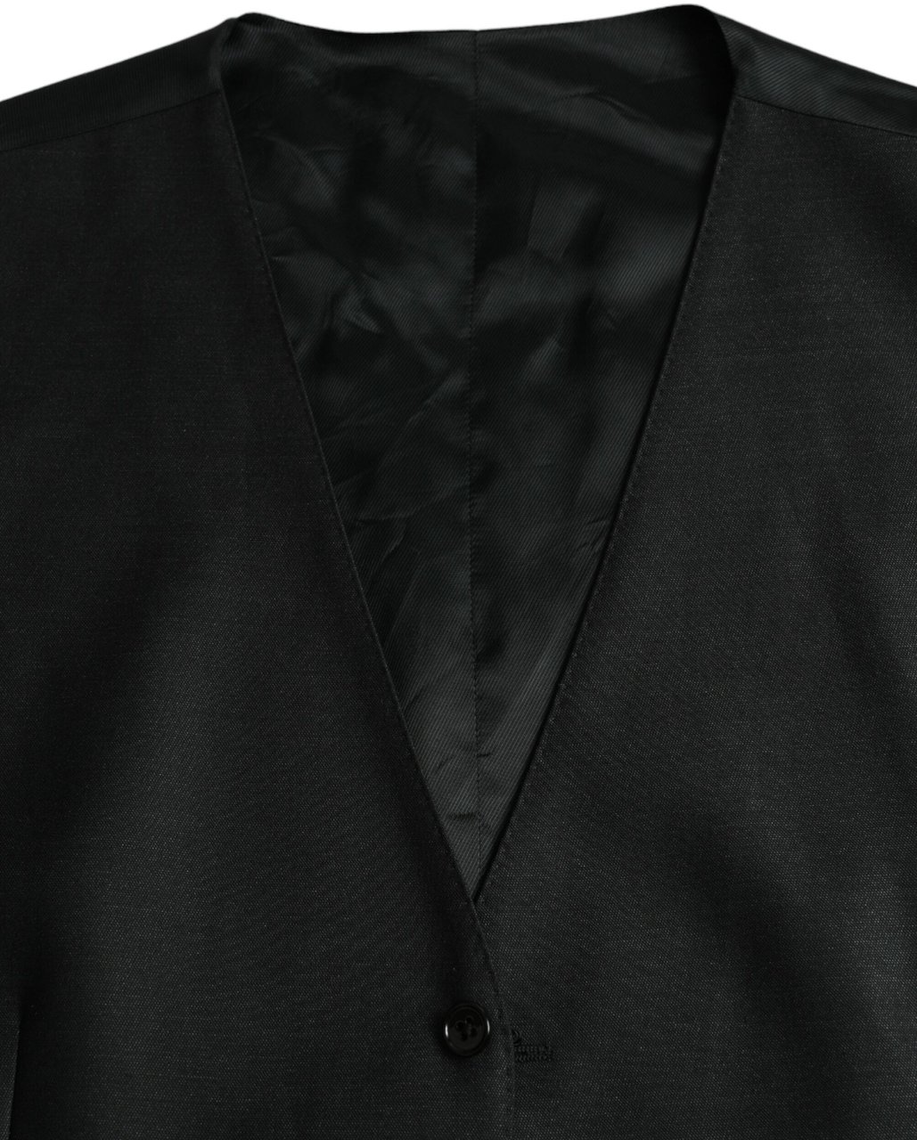 Dolce & Gabbana Black Wool Waistcoat Dress Formal Vest Zwart