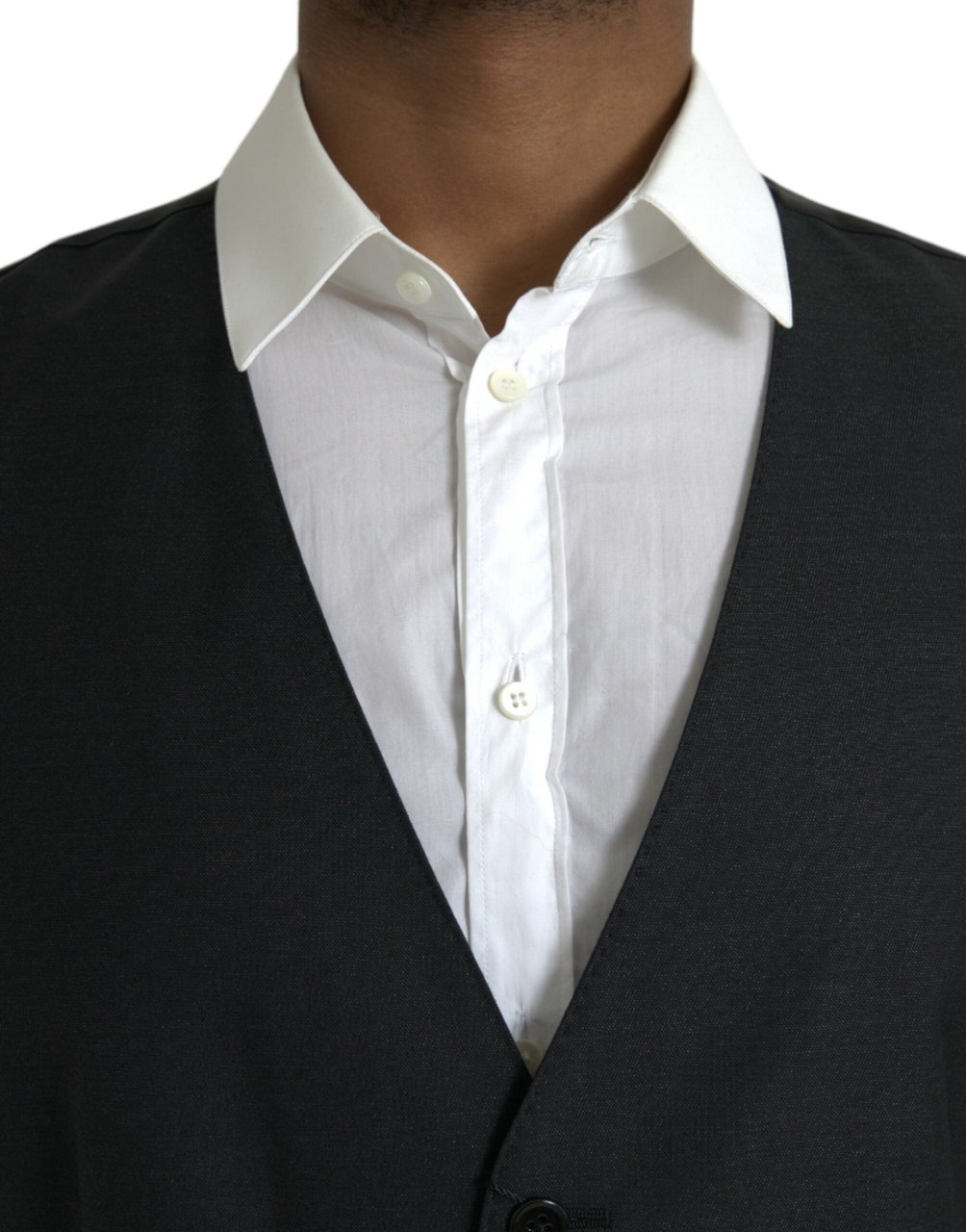 Dolce & Gabbana Black Wool Waistcoat Dress Formal Vest Zwart