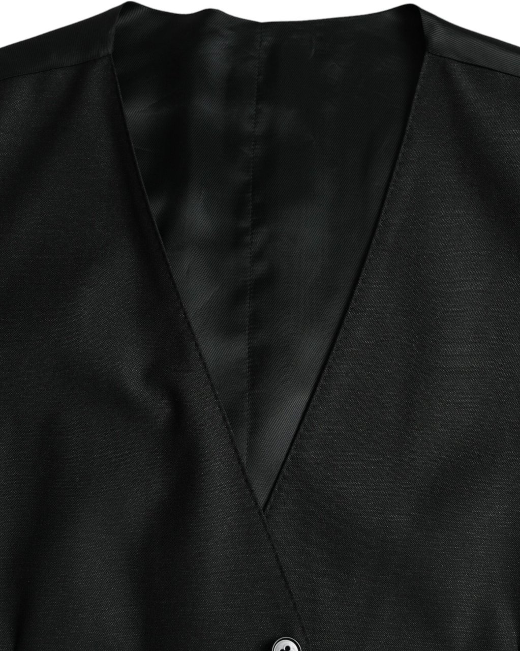 Dolce & Gabbana Black Wool Waistcoat Dress Formal Vest Zwart