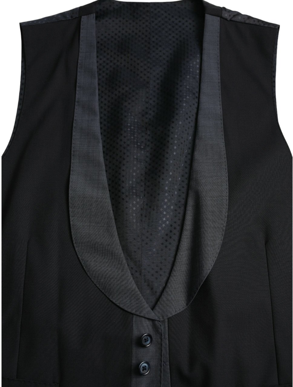 Dolce & Gabbana Black Wool Waistcoat Dress Formal Vest Zwart
