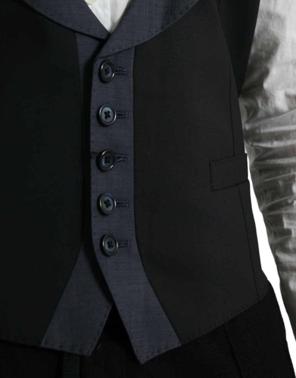 Dolce & Gabbana Black Wool Waistcoat Dress Formal Vest Zwart