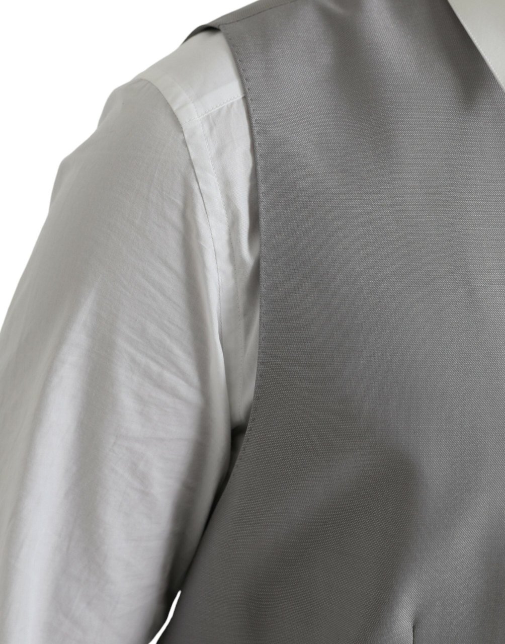 Dolce & Gabbana Light Gray Wool Formal Dress Waistcoat Vest Grijs