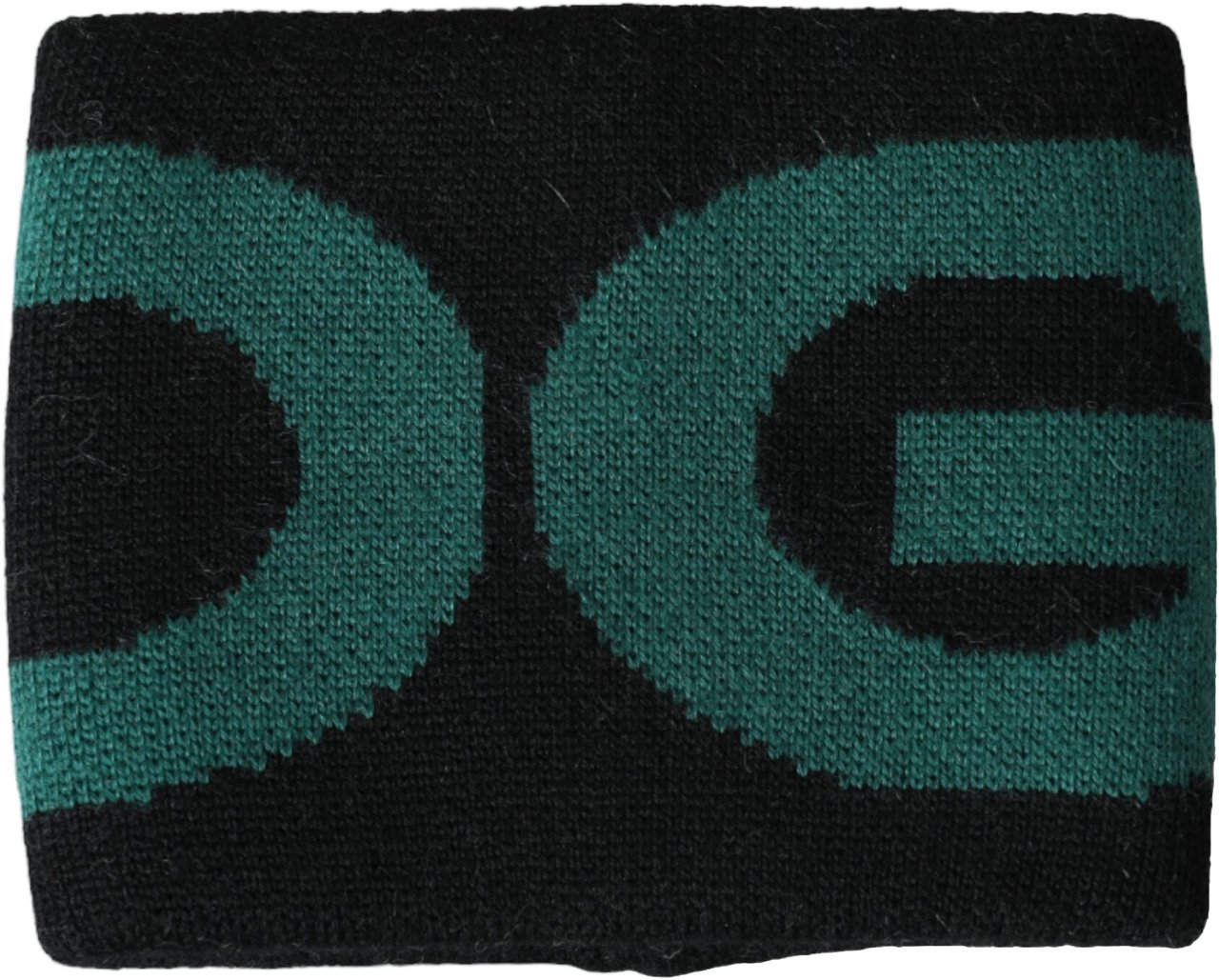 Dolce & Gabbana Black Green Wool Logo #DGMILLENNIALS Wristband Zwart