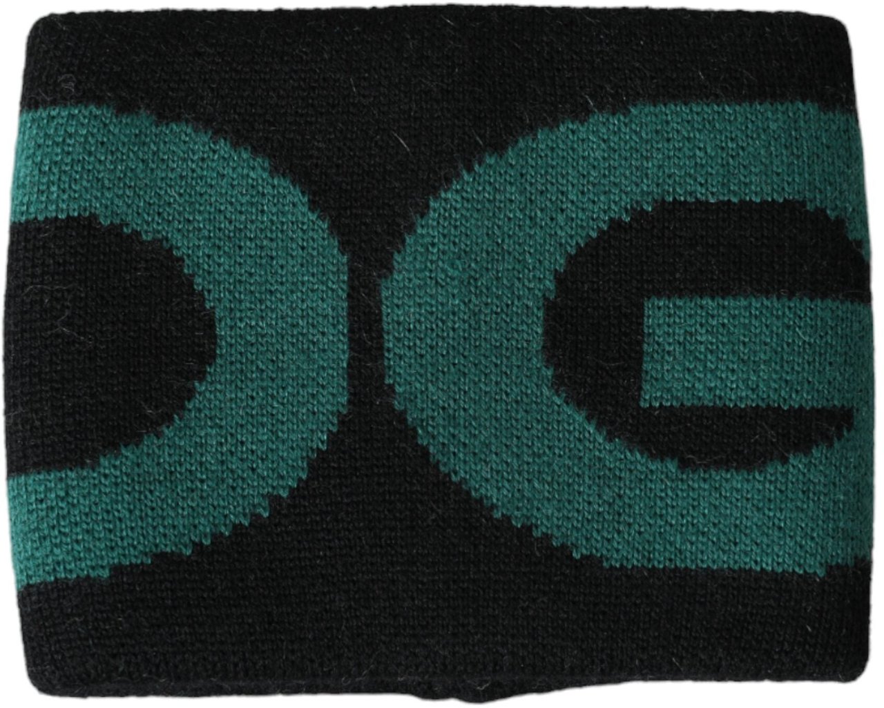 Dolce & Gabbana Black Green Wool Logo #DGMILLENNIALS Wristband Zwart