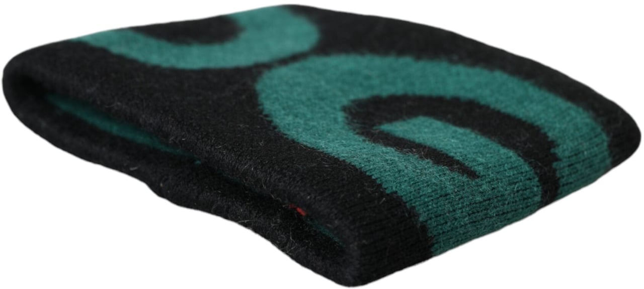 Dolce & Gabbana Black Green Wool Logo #DGMILLENNIALS Wristband Zwart