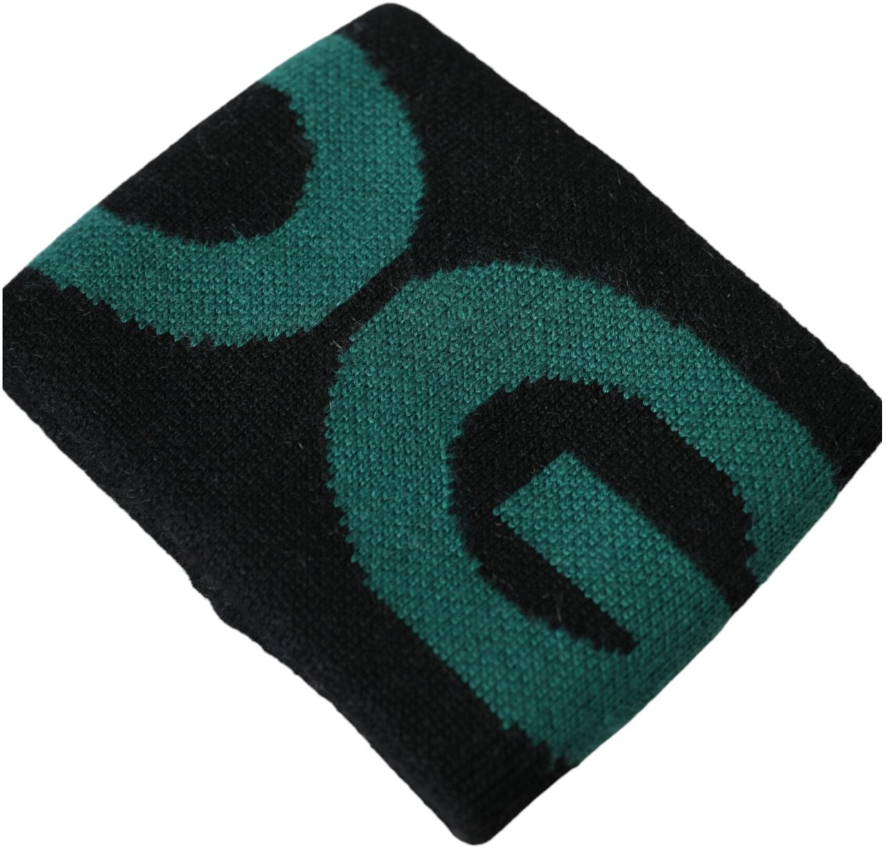 Dolce & Gabbana Black Green Wool Logo #DGMILLENNIALS Wristband Zwart