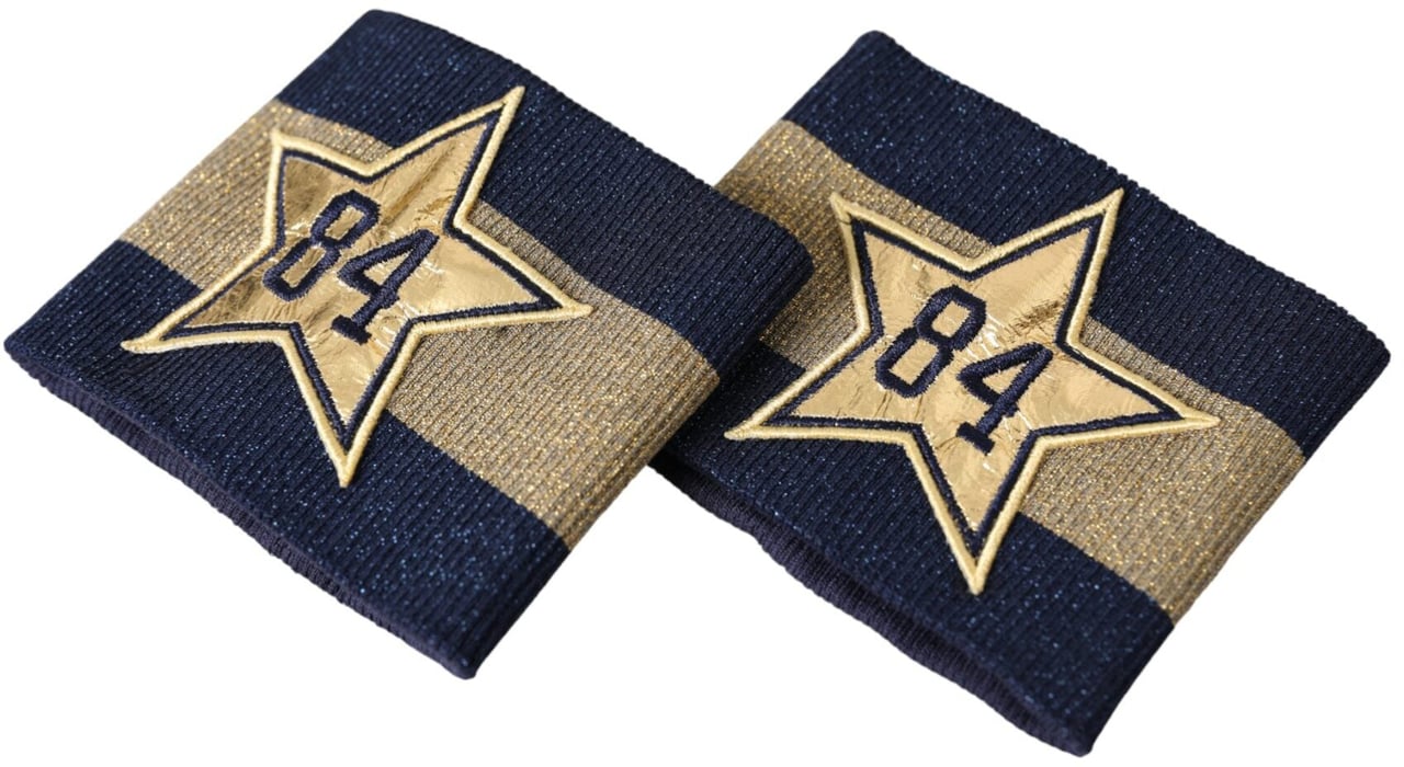 Dolce & Gabbana Black Gold Logo Star 84 Viscose Wristband Zwart