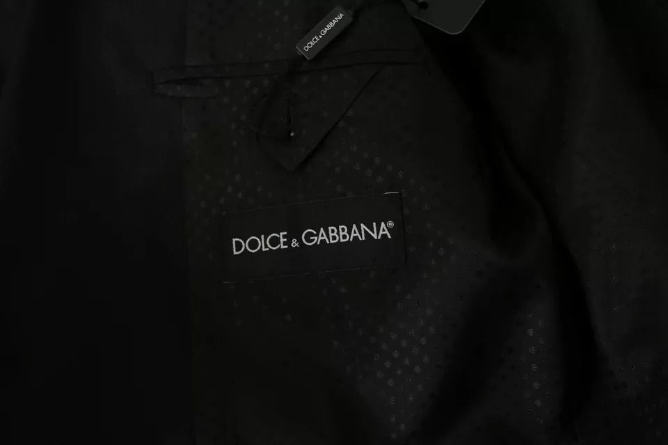 Dolce & Gabbana Black Wool Slim Fit Notch Jacket Blazer Zwart