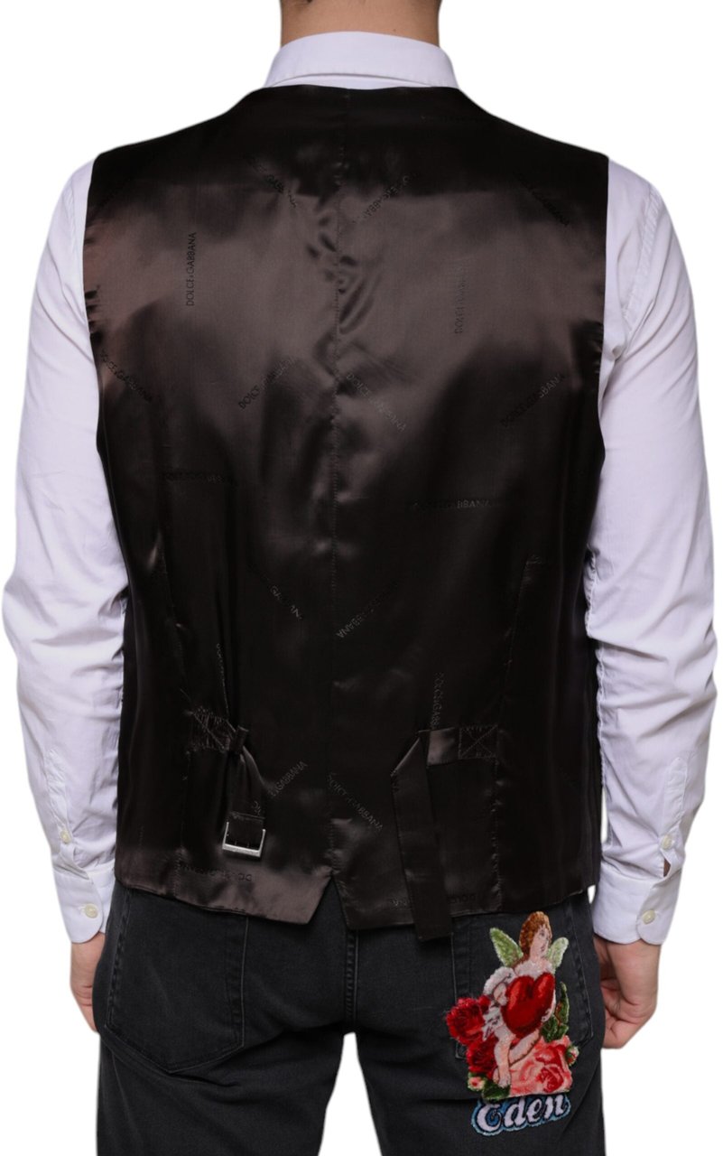 Dolce & Gabbana Black Cotton Waistcoat Dress Formal Vest Zwart